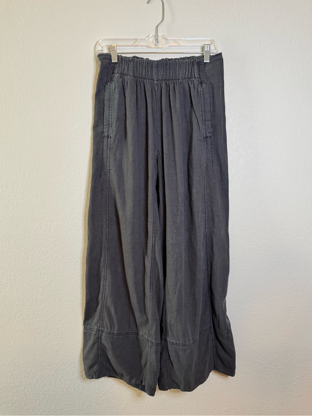 Free People Day's End Linen Wide Leg Pull-On Pants Charcoal Grey - Picture 2 of 14